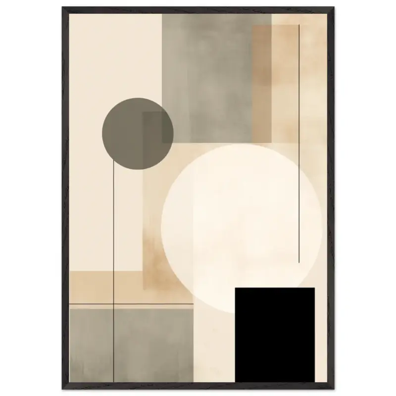 Acheter En Ligne Artfulprints Poster met Lijst Japandi abstract - 70x100 cm - Taupe