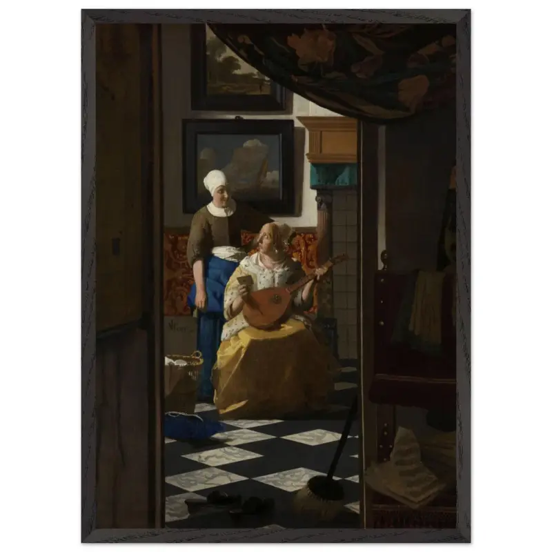 Acheter En Ligne Artfulprints Poster met Lijst Johannes Vermeer - De liefdesbrief - 50x70 cm - Bruin