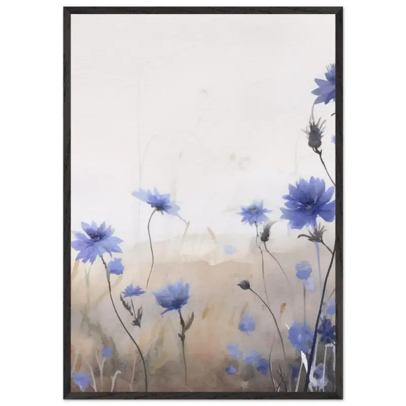 Acheter En Ligne Artfulprints Poster met Lijst Flower aquarel 3 - 70x100 cm - Blauw