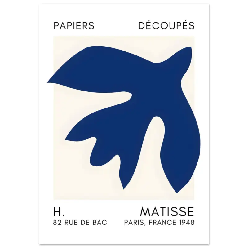 Acheter En Ligne Artfulprints Poster Matisse – Floating forms navy blue II - A4 21x29.7 cm - Blauw