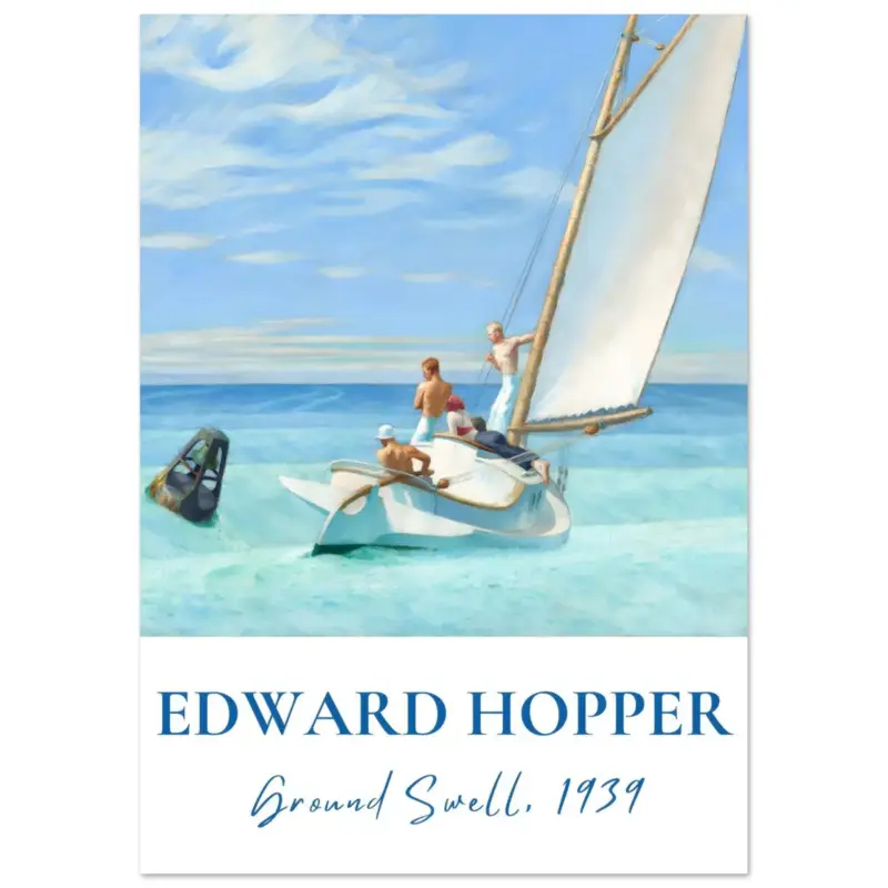 Acheter Direct Artfulprints Poster Edward Hopper - Ground swell - A4 21x29.7 cm - Blauw