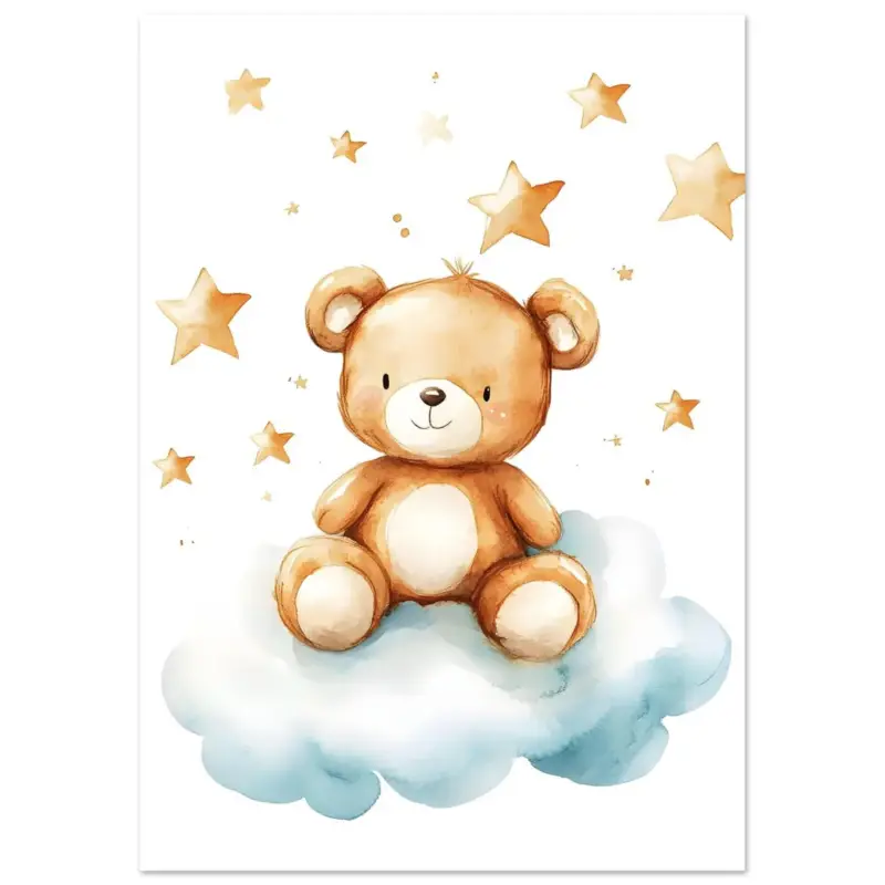 Acheter En Ligne Artfulprints Poster Knuffelbeer in de sterren - A4 21x29.7 cm - Bruin