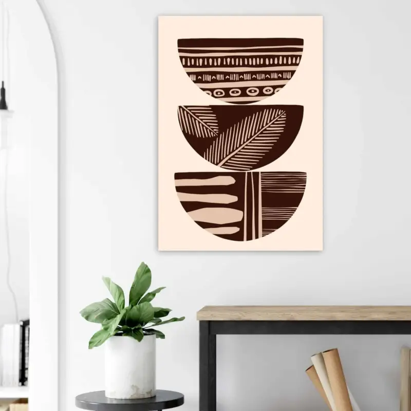 Vente Flash Artfulprints Poster Boho – Patterned stack - 70x100 cm - Bruin