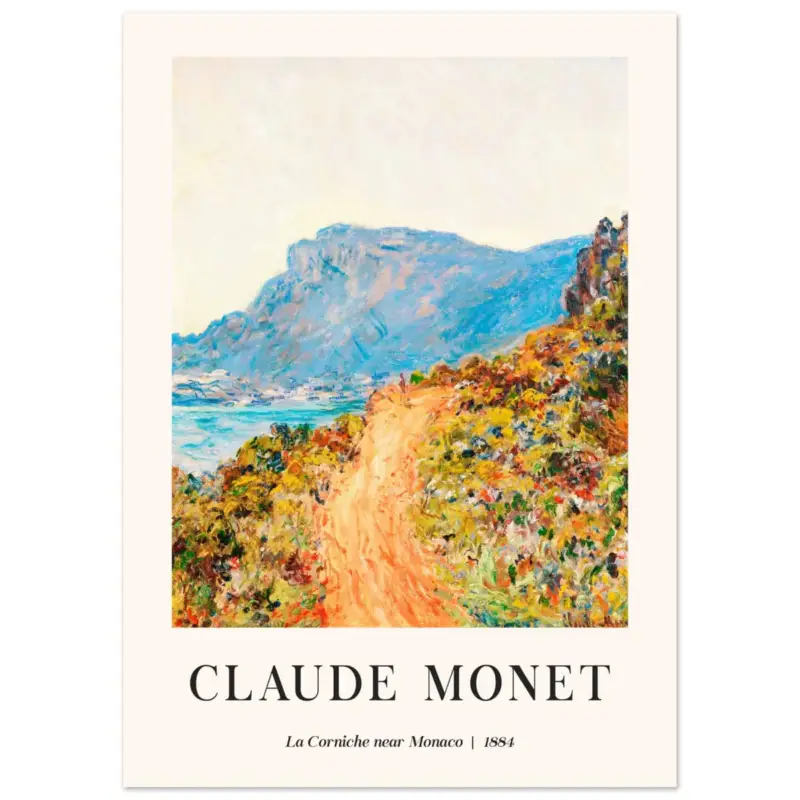 Vente Flash Artfulprints Poster Claude Monet - La Corniche near Monaco - 50x70 cm - Meerkleurig