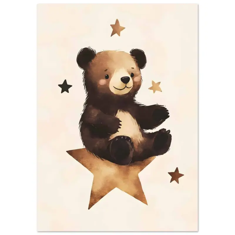 Vente Directe Artfulprints Poster Dromende beer - A4 21x29.7 cm - Bruin