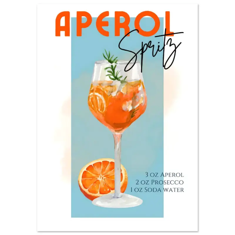 Vente Directe Artfulprints Poster Aperol Spritz - Blue - A4 21x29.7 cm - Blauw