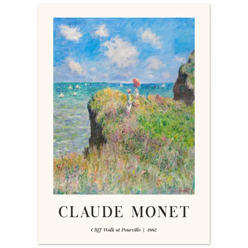 Acheter Direct Artfulprints Poster Claude Monet - Cliff walk at Pourville - 50x70 cm - Blauw