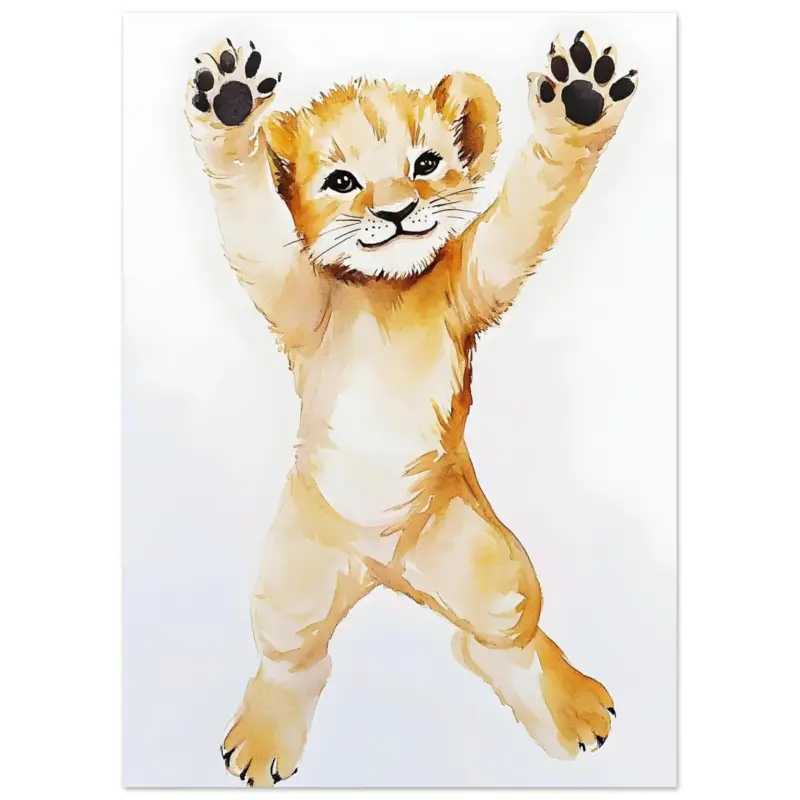 Acheter Direct Artfulprints Poster Springende baby tijger - 50x70 cm - Meerkleurig
