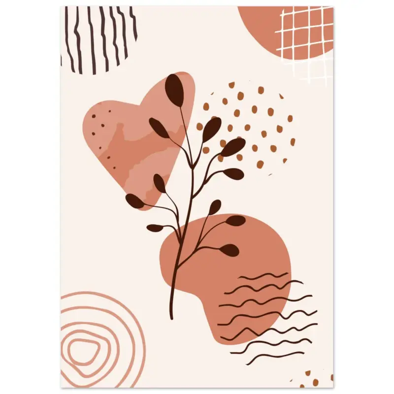 Vente Directe Artfulprints Poster Boho – Nature swirl - 50x70 cm - Bruin