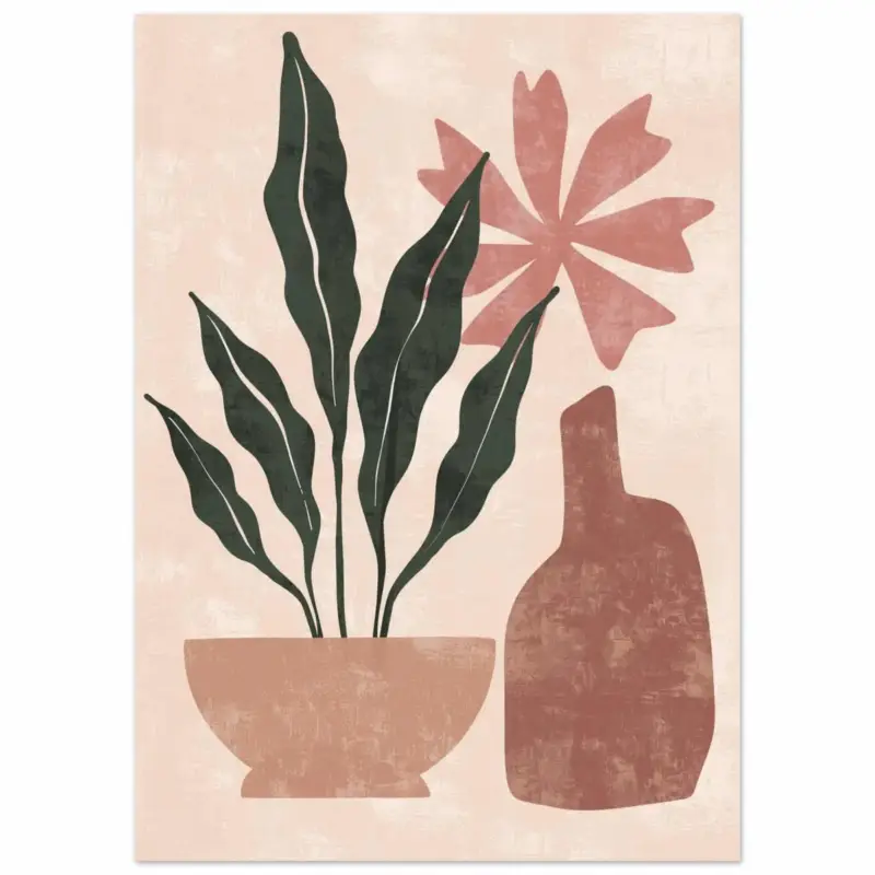 Vente Flash Artfulprints Poster Boho – Terracotta greenery - 50x70 cm - Meerkleurig