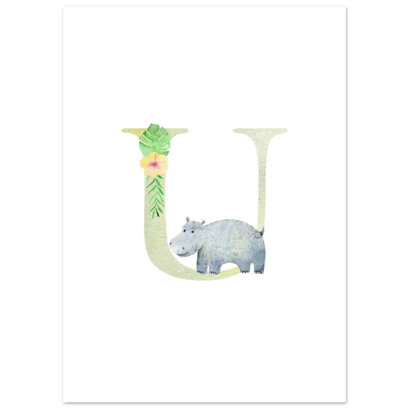 Achat Immédiat Artfulprints Poster Letter U kindernaam - 50x70 cm - Meerkleurig
