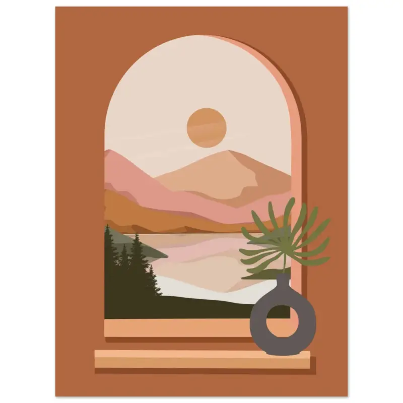 Vente Flash Artfulprints Poster Boho – Terracotta window - 30x40 cm - Terracotta