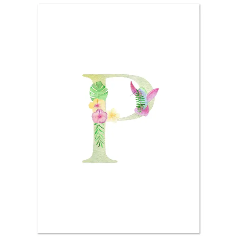 Vente Flash Artfulprints Poster Letter P kindernaam - A4 21x29.7 cm - Meerkleurig