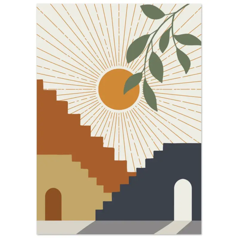 Achetez Aujourd’hui Artfulprints Poster Boho – Stairway sun - 50x70 cm - Meerkleurig