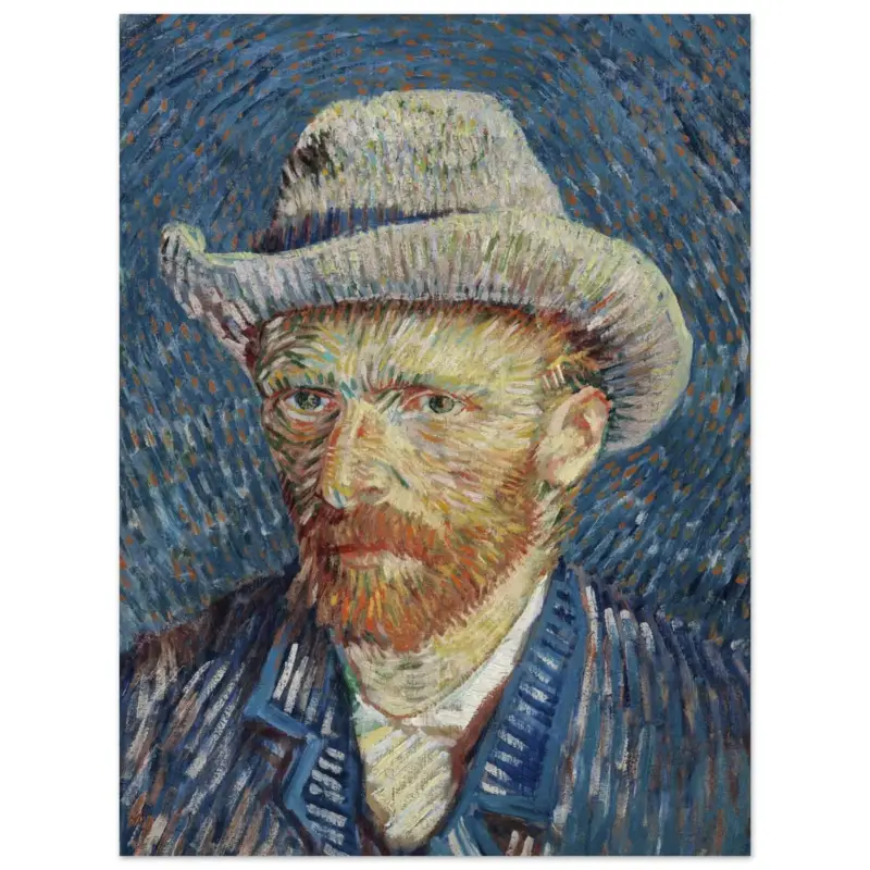 Acheter En Ligne Artfulprints Poster Vincent van Gogh - Zelfportret met grijze vilthoed - 30x40 cm - Blauw