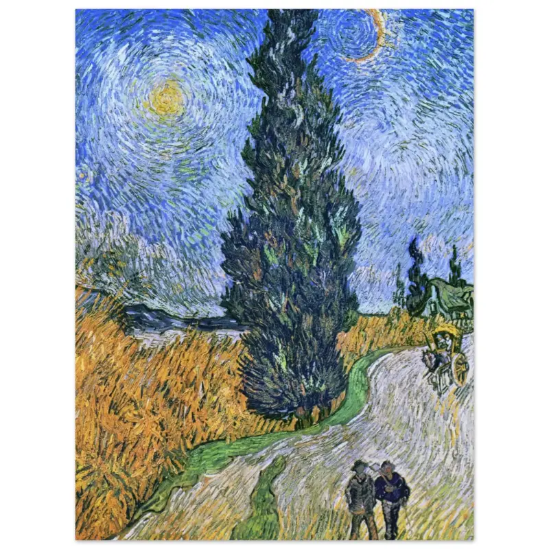 Acheter Direct Artfulprints Poster Vincent van Gogh - Landweg in de Provence bij nacht - 30x40 cm - Blauw