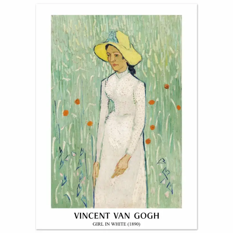 Vente Flash Artfulprints Poster Vincent van Gogh - Girl in white - 50x70 cm - Groen