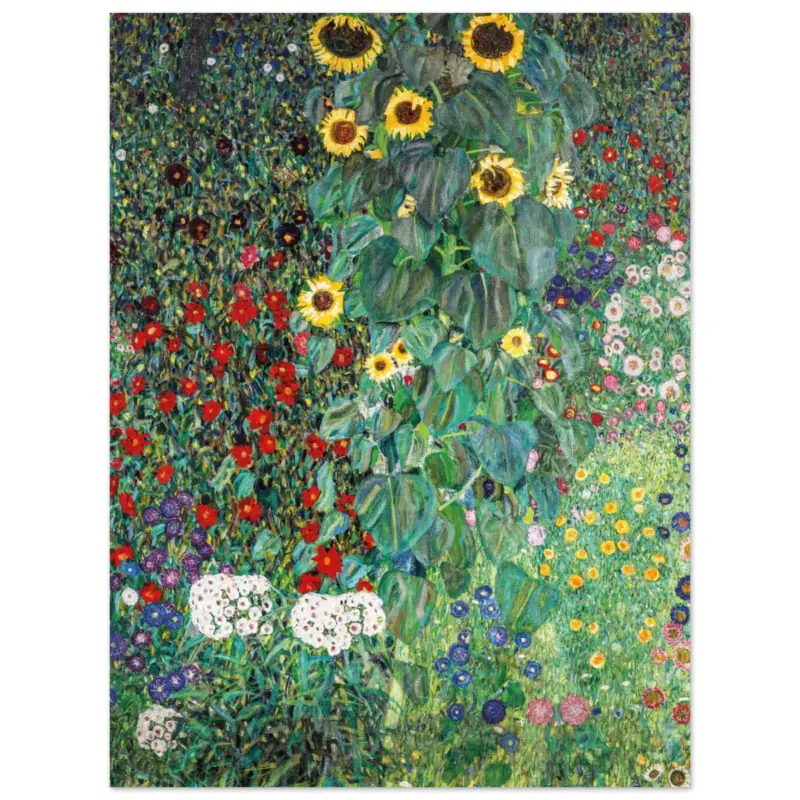 Vente Flash Artfulprints Poster Gustav Klimt - Country garden with sunflowers - 30x40 cm - Donkergroen