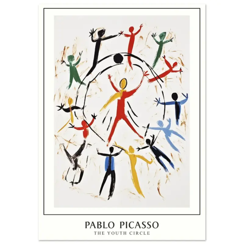 Vente Directe Artfulprints Poster Pablo Picasso - The youth circle - A4 21x29.7 cm - Meerkleurig