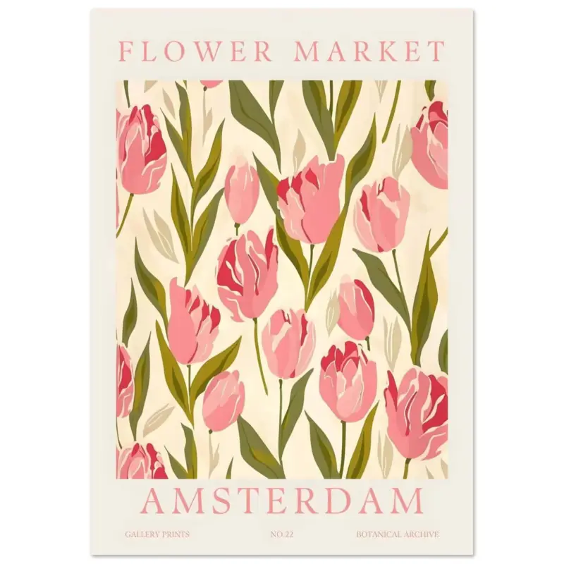 Achat Immédiat Artfulprints Poster Flower market - Amsterdam IV - 70x100 cm - Roze