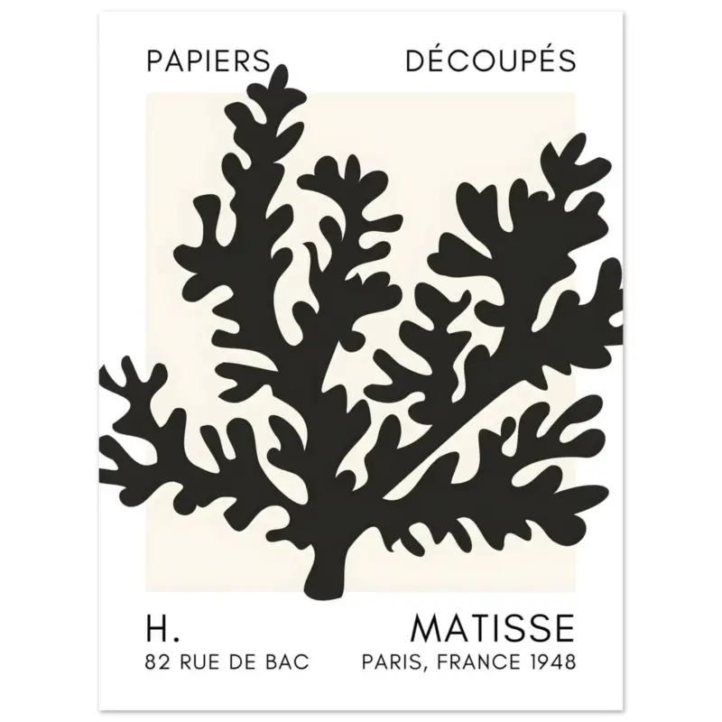 Achat Immédiat Artfulprints Poster Matisse – Aqua bloom black - 30x40 cm - Zwart