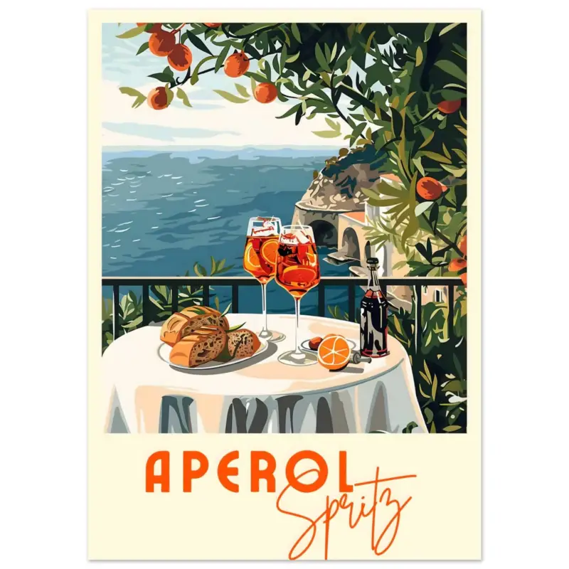 Vente Flash Artfulprints Poster Aperol Spritz - Cocktail with a view - 50x70 cm - Meerkleurig