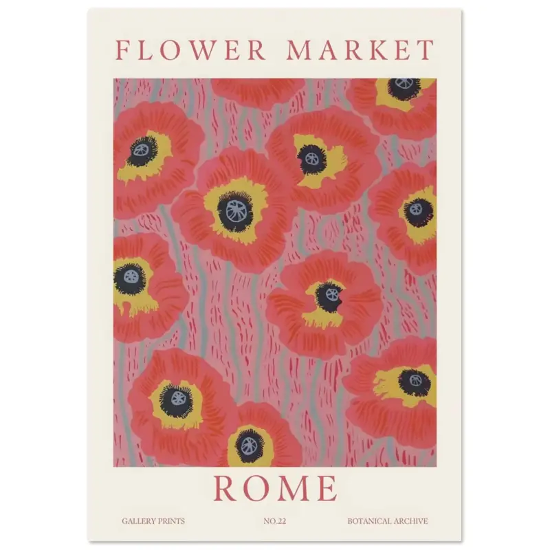 Acheter En Ligne Artfulprints Poster Flower market - Rome - 70x100 cm - Roze