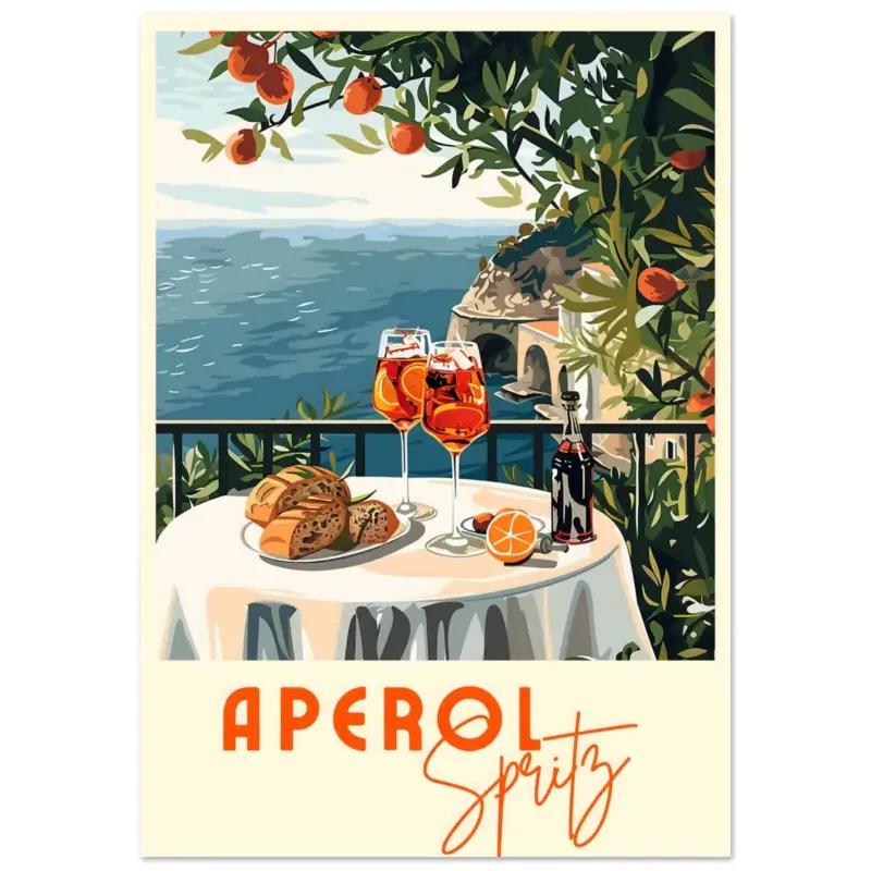 Achat Immédiat Artfulprints Poster Aperol Spritz - Cocktail with a view - 70x100 cm - Meerkleurig
