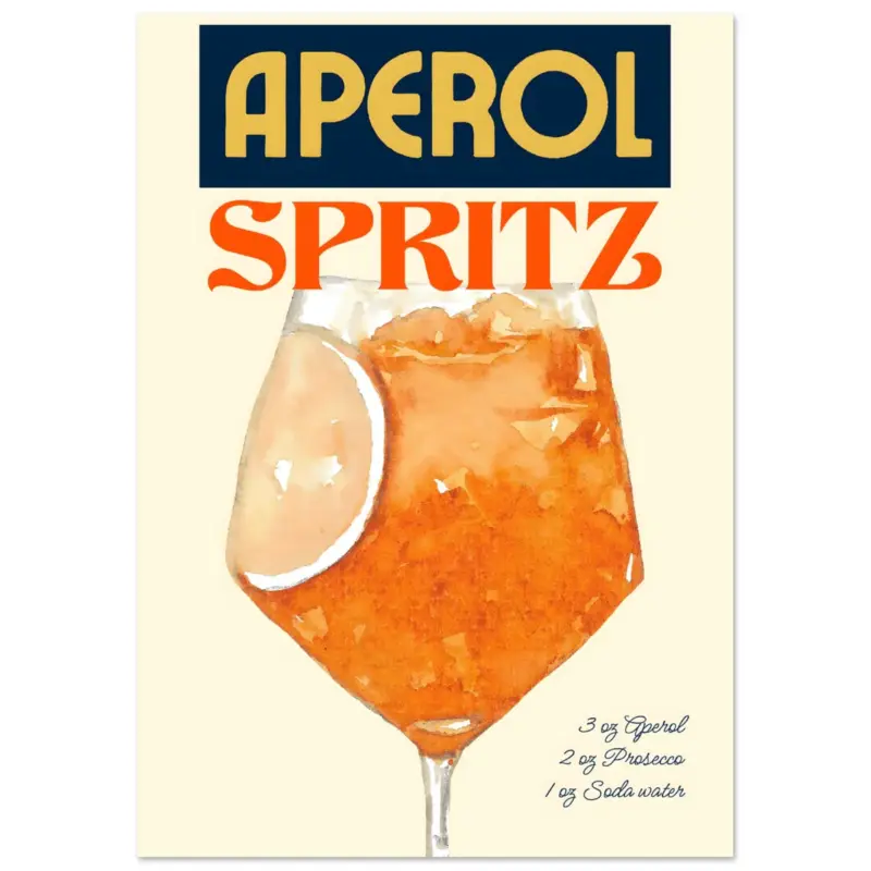 Acheter En Ligne Artfulprints Poster Aperol Spritz - Original - A4 21x29.7 cm - Oranje