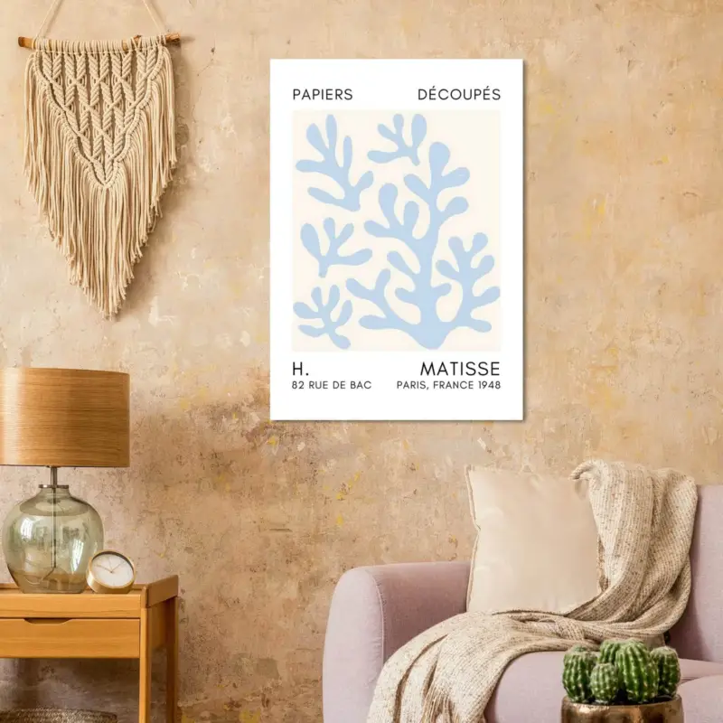 Acheter En Ligne Artfulprints Poster Matisse – Coral shadows light blue - 70x100 cm - Blauw
