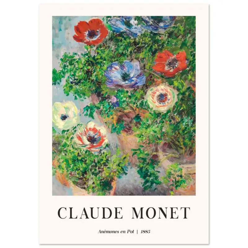 Vente Flash Artfulprints Poster Claude Monet - Anémones en pot - A4 21x29.7 cm - Groen