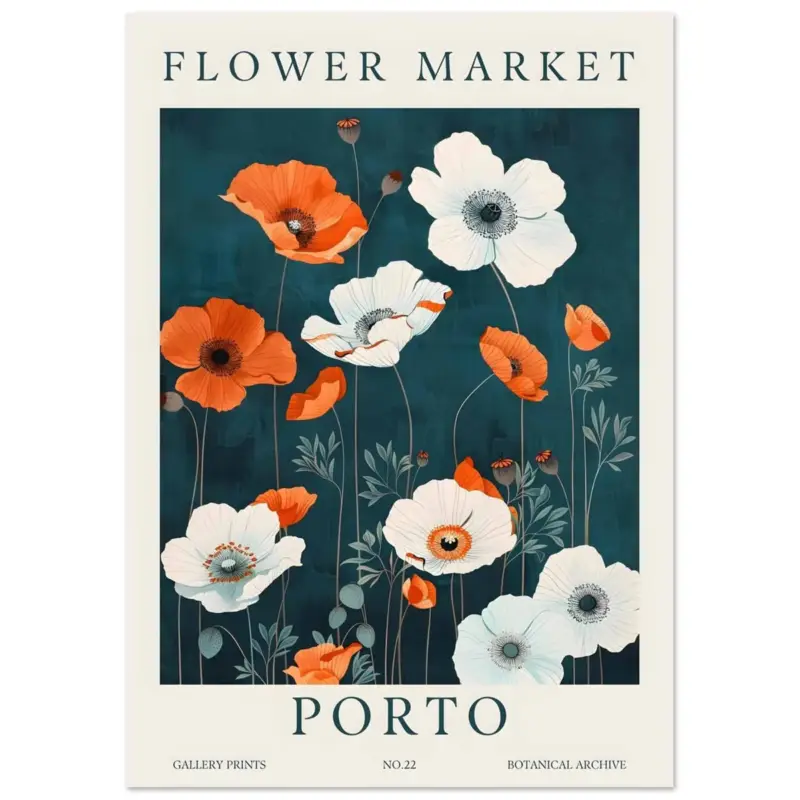Achetez Aujourd’hui Artfulprints Poster Flower market - Porto - A4 21x29.7 cm - Meerkleurig