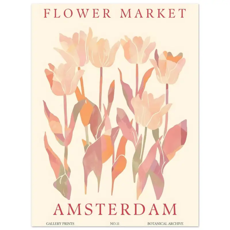 Vente Flash Artfulprints Poster Flower market - Amsterdam I - 30x40 cm - Roze