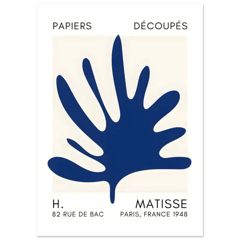 Acheter Direct Artfulprints Poster Matisse – Coral drift navy blue II - 50x70 cm - Blauw