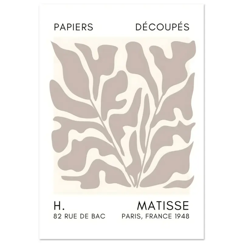 Vente Flash Artfulprints Poster Matisse – Seabed shapes grey - 70x100 cm - Grijs
