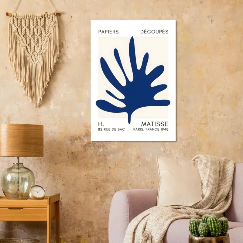 Acheter Direct Artfulprints Poster Matisse – Coral drift navy blue II - 70x100 cm - Blauw