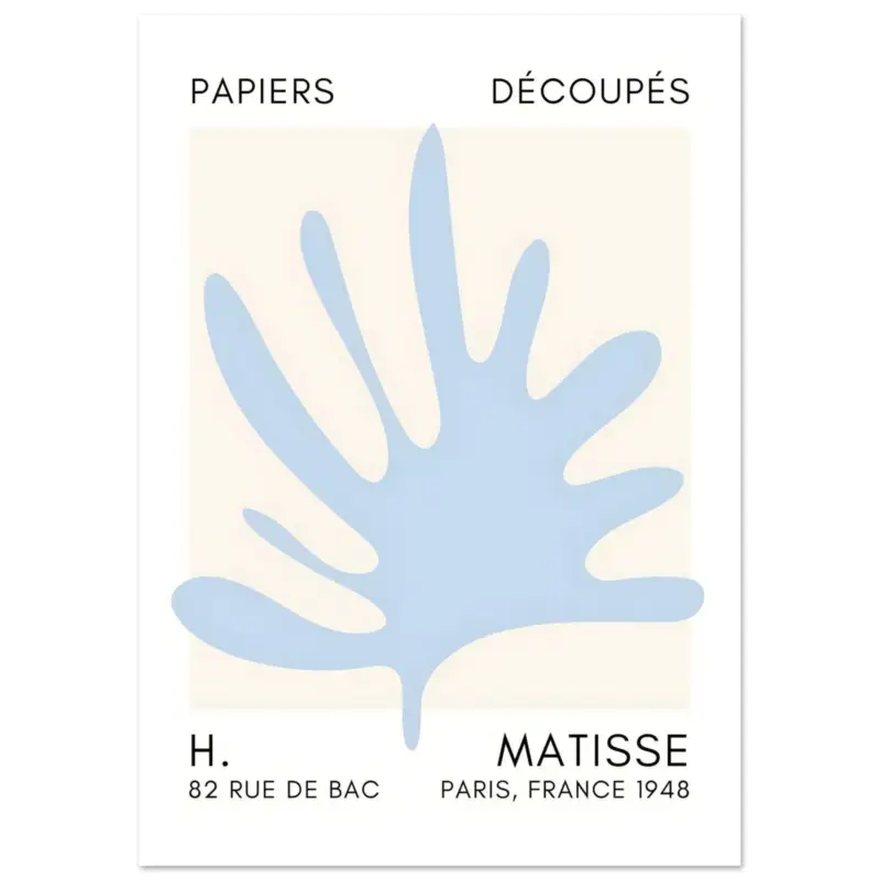 Vente Directe Artfulprints Poster Matisse – Coral drift light blue - A4 21x29.7 cm - Blauw