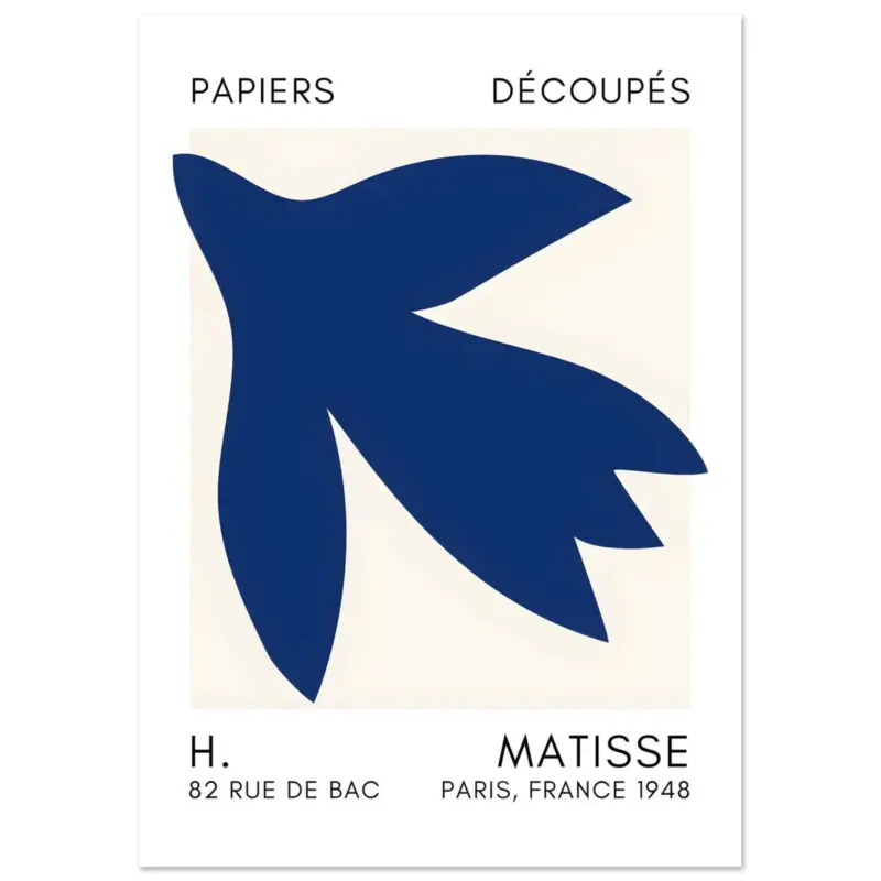 Vente Directe Artfulprints Poster Matisse – Shapes in the air navy blue - A4 21x29.7 cm - Blauw