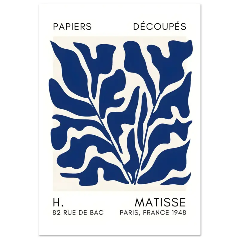 Acheter En Ligne Artfulprints Poster Matisse – Seabed shapes navy blue II - 70x100 cm - Blauw