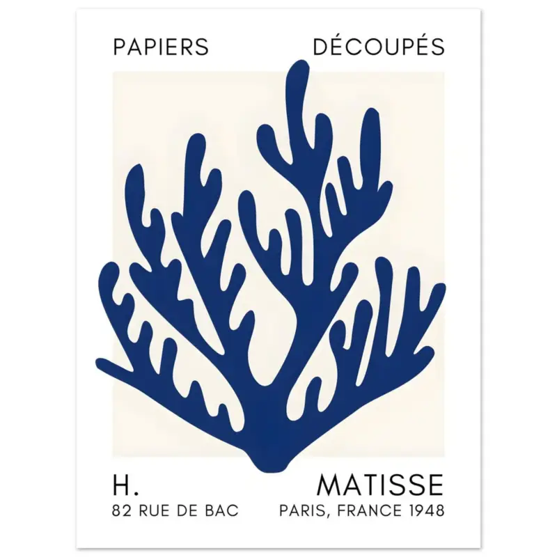 Acheter Direct Artfulprints Poster Matisse – Coral harmony navy blue II - 30x40 cm - Blauw