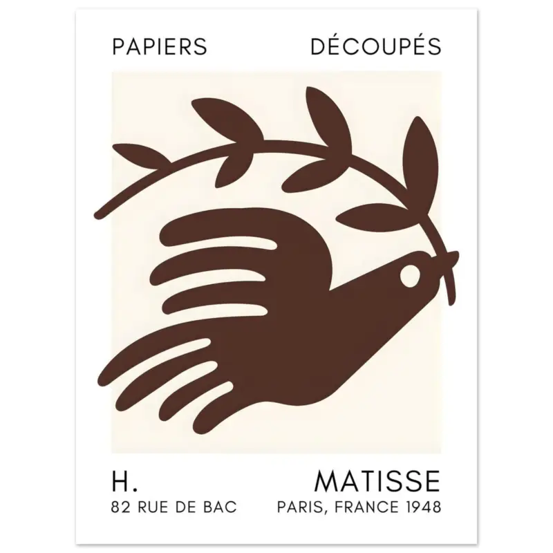 Vente Directe Artfulprints Poster Matisse – Peace dove brown - 30x40 cm - Bruin