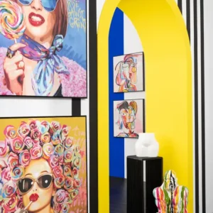 Vente Directe J-Line wanddecoratie Abstract Gezichten - canvas/verf - mix - 2 stuks