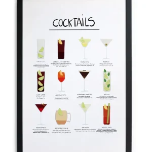 Zwarte lijst met kader 40x30 cocktails Expédié Aujourd’hui