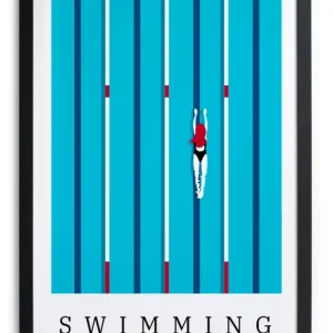 Zwarte lijst met kader 40x30 zwem poster Promotion Saisonnière