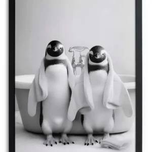 Vente Flash Zwarte lijst met kader 40x30 pinguïn bad