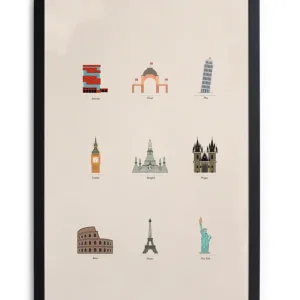 Zwarte lijst met kader 40x30 beroemde gebouwen Acheter En Ligne