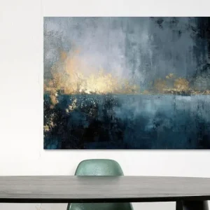 Abstract Schilderij - Blauw Goud Elegant en Diep van Joriali Abstract - NL1817362M13S75x50 Remise