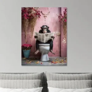 Aap op de wc van Martin Mol - NL1442122M13S55x70 Pas Cher