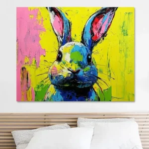 Zomer Konijn Kleur | Vrolijk Konijn Met Oren van Abstract Schilderij - NL1778247M13S70x55 Petit Prix