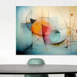 Abstract schilderij in pastel en turquoise met geometrische vormen – Moderne kunst voor interieur van Joriali Abstract - NL1269597M13S75x50 Must-Have